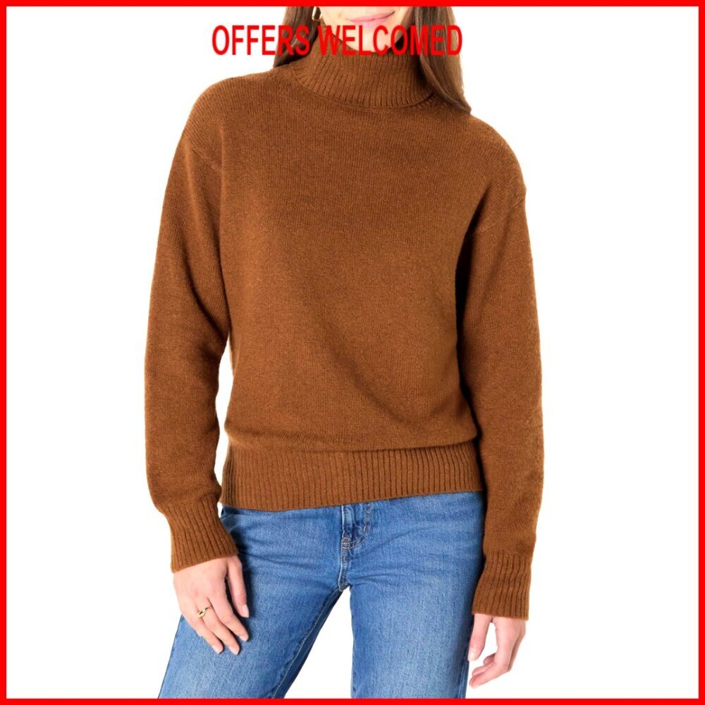 Relaxed Fit Cotton Blend Turtleneck Pullover Sweater Women's